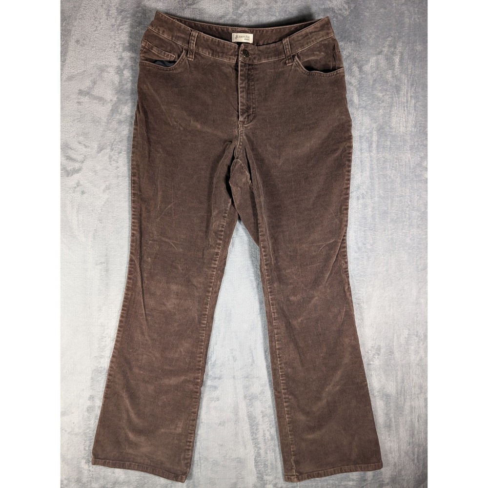 St. John's Bay Women's 10 Brown Corduroy Mid-Rise Stretch Bootcut Pants Trousers